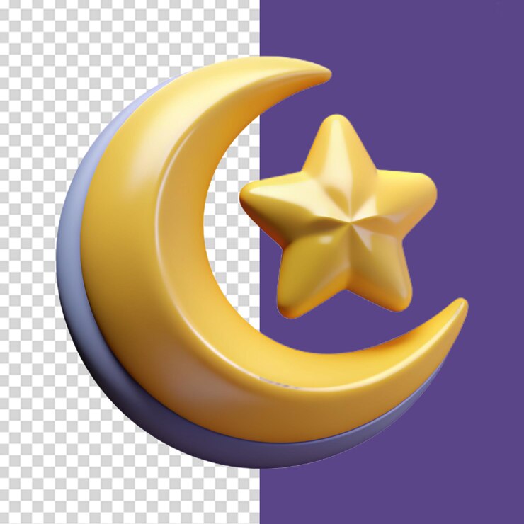 PSD la luna creciente de ramadán aislada en un fondo transparente