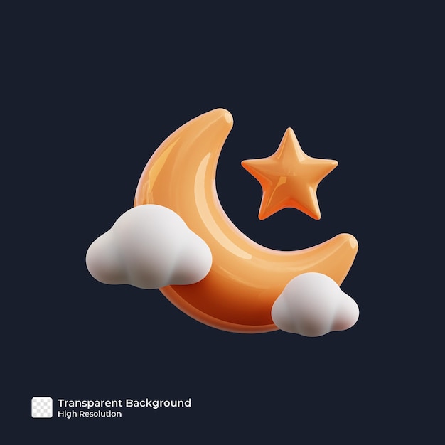 Luna crescente nuvolosa 3D rendering illustrazione isolata premium psd