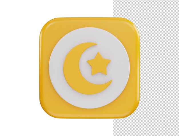 luna y estrella islámica icono 3d rendering vector ilustración