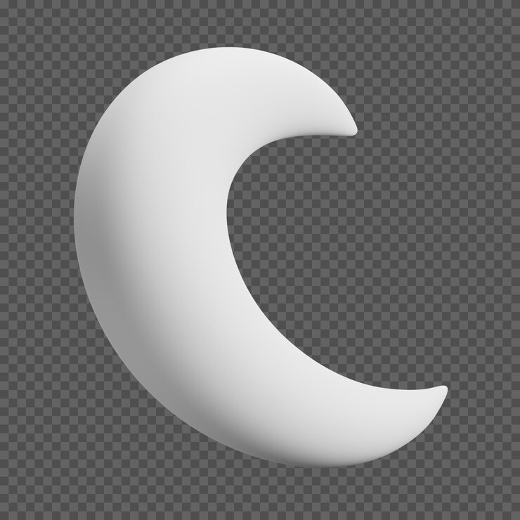 PSD luna media luna blanca renderizada en 3d en un fondo transparente