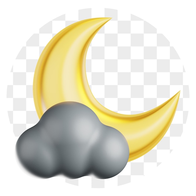 Luna y Nube de dibujos animados en 3D