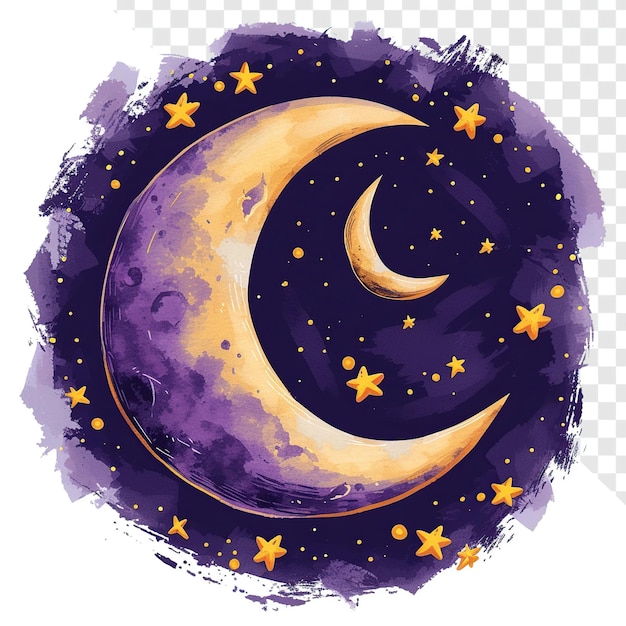 PSD luna púrpura con estrellas amarillas diseño del logotipo