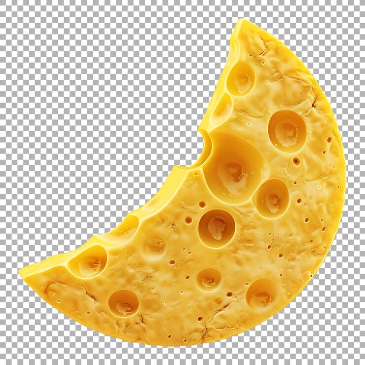 PSD luna de queso amarillo en un fondo transparente generado por ai