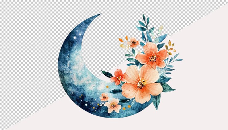 PSD luna sobre un fondo transparente