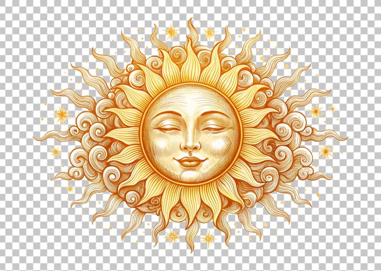 PSD la luna y el sol aislados en un fondo transparente ilustración de renderización 3d
