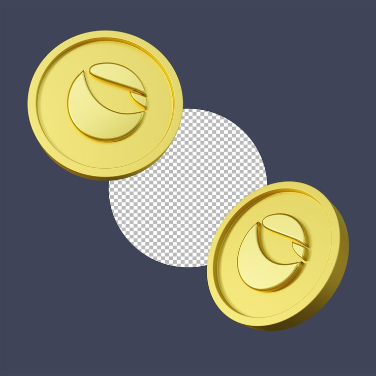 PSD luna terra 3d cryptocurrency render psd