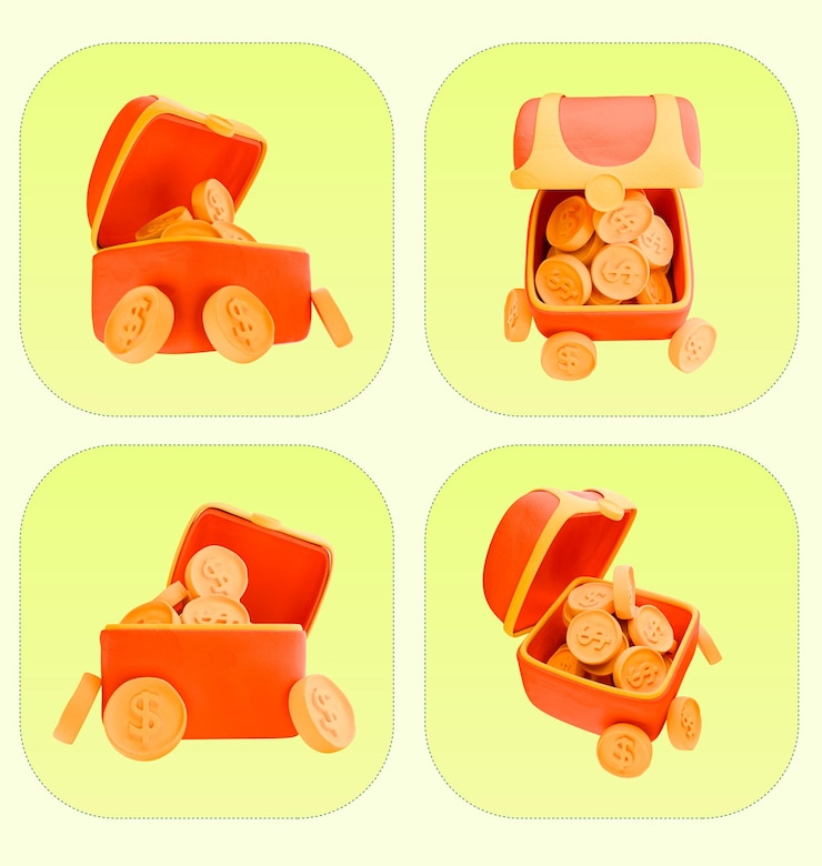 PSD lunar new year materials asset clay concept art 3d render multi views