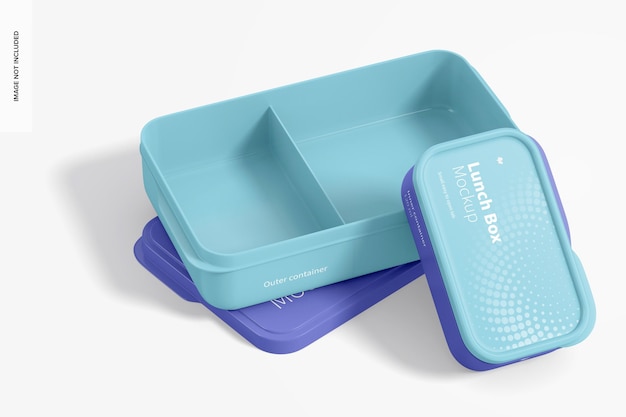 Lunch boxes mockup, gelehnt