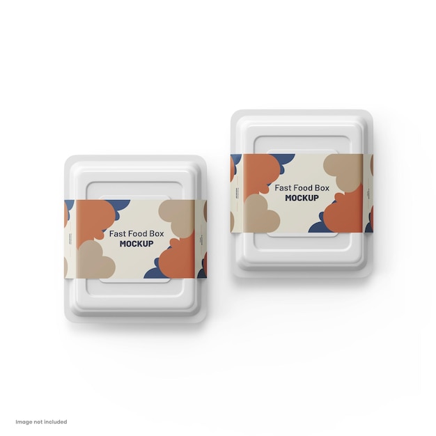 Lunchbox oder Fast-Food-Box mit Papierkartonetikett PSD Mockup