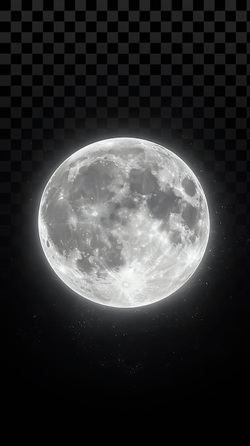 La lune blanche brille dans le ciel noir sur un fond transparent