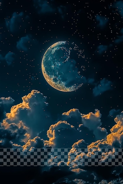 PSD une lune est dans le ciel avec des nuages et la lune