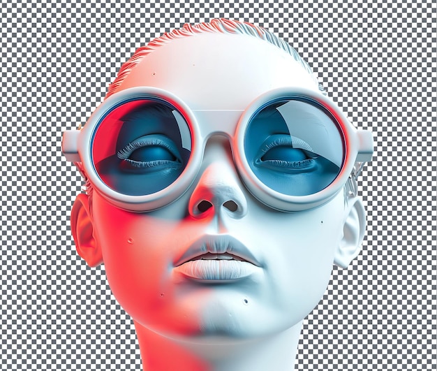 PSD des lunettes 3d attrayantes le visage isolé sur un fond transparent