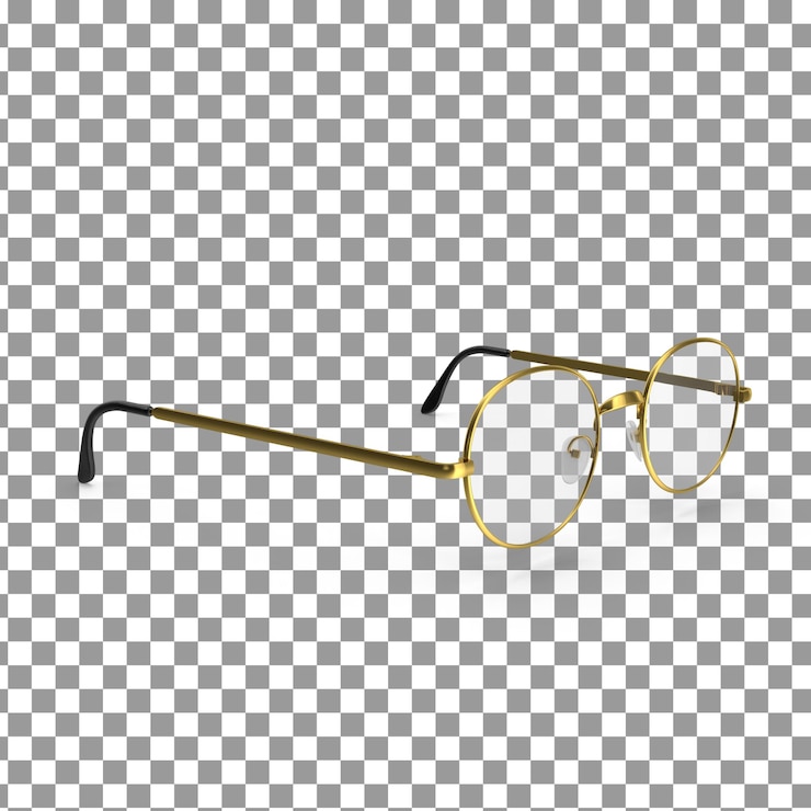 PSD lunettes 3d psd or sur fond isolé et transparent