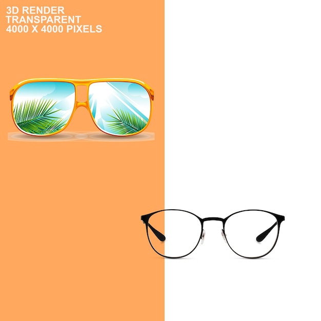 Des lunettes élégantes, un fond transparent.
