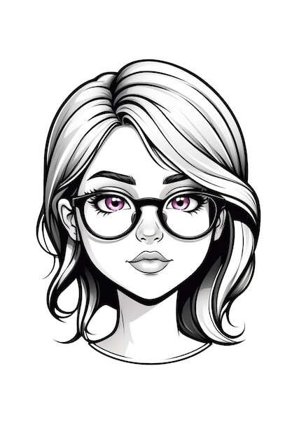 PSD lunettes de fille tête de dessin animé illustration isolée