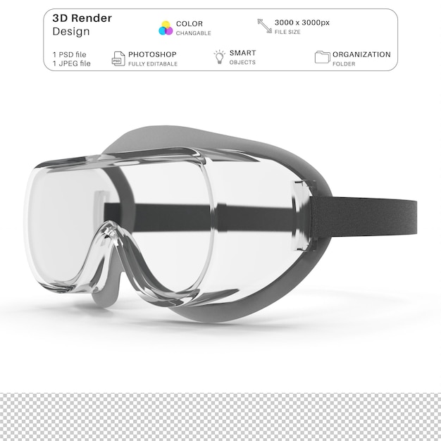 lunettes médicales modèle 3D transparent modélisation 3D fichier PSD équipement médical réaliste