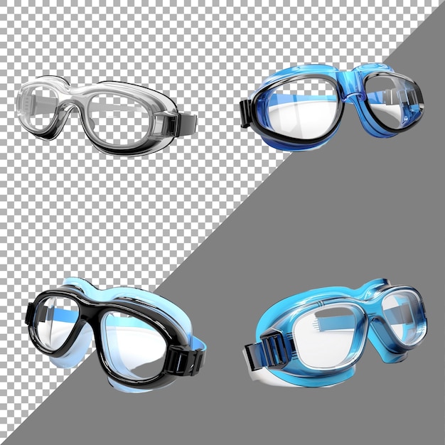 PSD lunettes de natation contre un fond transparent ai généré
