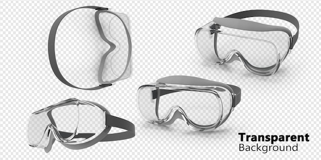 lunettes de natation sur fond transparent