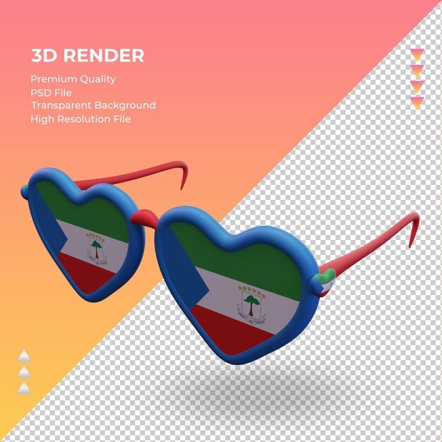 Lunettes De Soleil 3d Amour Drapeau Guinée équatoriale Rendu Vue Droite