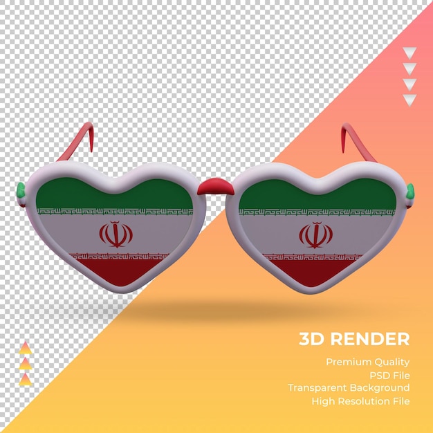 Lunettes De Soleil 3d Amour Drapeau Iran Rendu Vue De Face