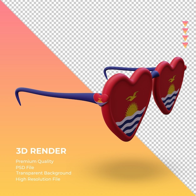 Lunettes De Soleil 3d Amour Kiribati Flag Rendu Vue De Gauche