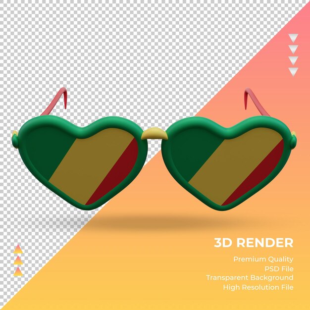 Lunettes de soleil 3d amour République Congo flag rendu vue de face