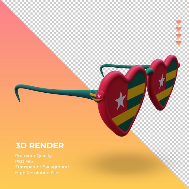 Lunettes De Soleil 3d Amour Togo Flag Rendu Vue De Gauche