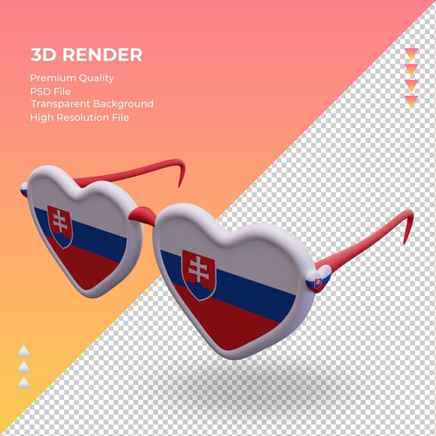 Lunettes De Soleil 3d Love Drapeau Slovaquie Rendu Vue Droite