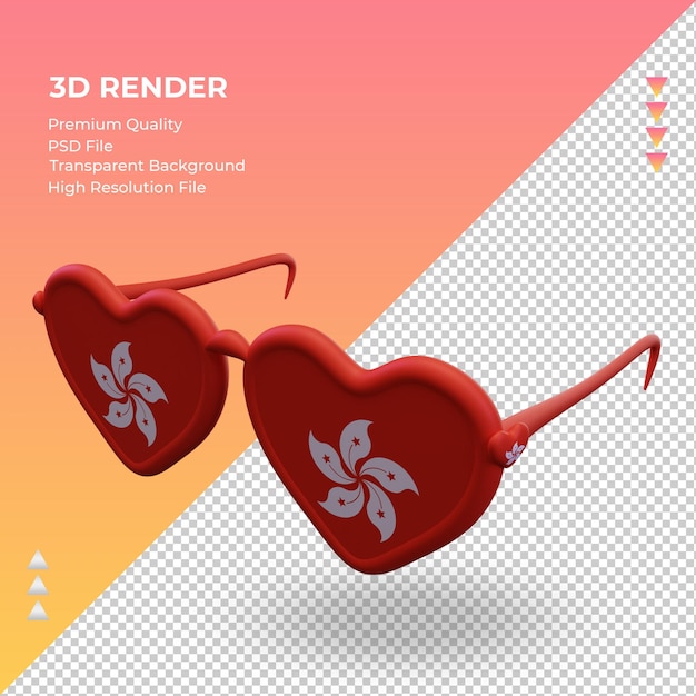 Lunettes De Soleil 3d Love Hongkong Flag Rendu Vue Droite