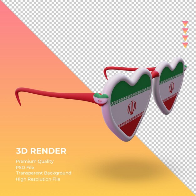 Lunettes De Soleil 3d Love Iran Flag Rendu Vue De Gauche