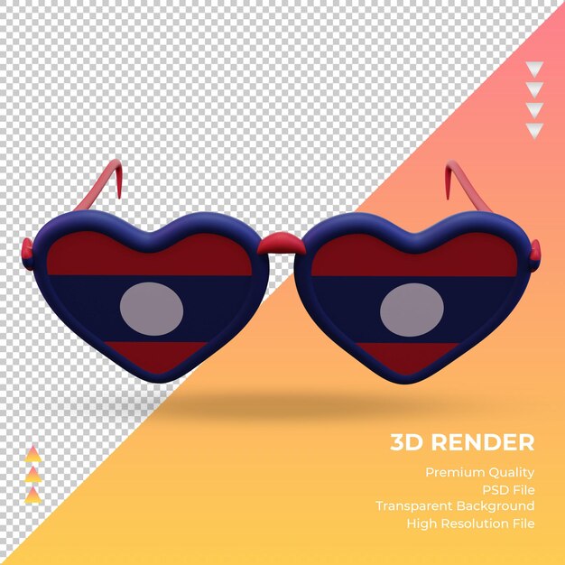 PSD lunettes de soleil 3d love laos flag rendu vue de face