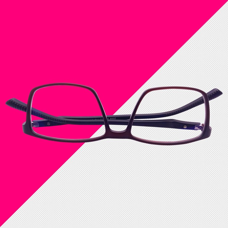 PSD des lunettes violettes élégantes sur un fond rose et blanc