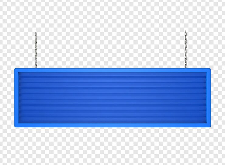 PSD lungo piatto rettangolare di colore blu trattenuto da catene