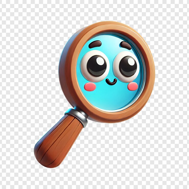 PSD una lupa 3d de dibujos animados aislada sobre un fondo transparente