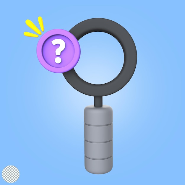 lupa 3d ilustración aislado investigación icono pregunta signo