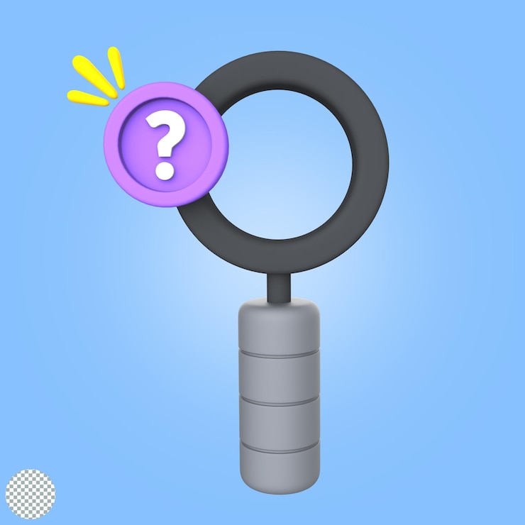 PSD lupa 3d ilustración aislado investigación icono pregunta signo