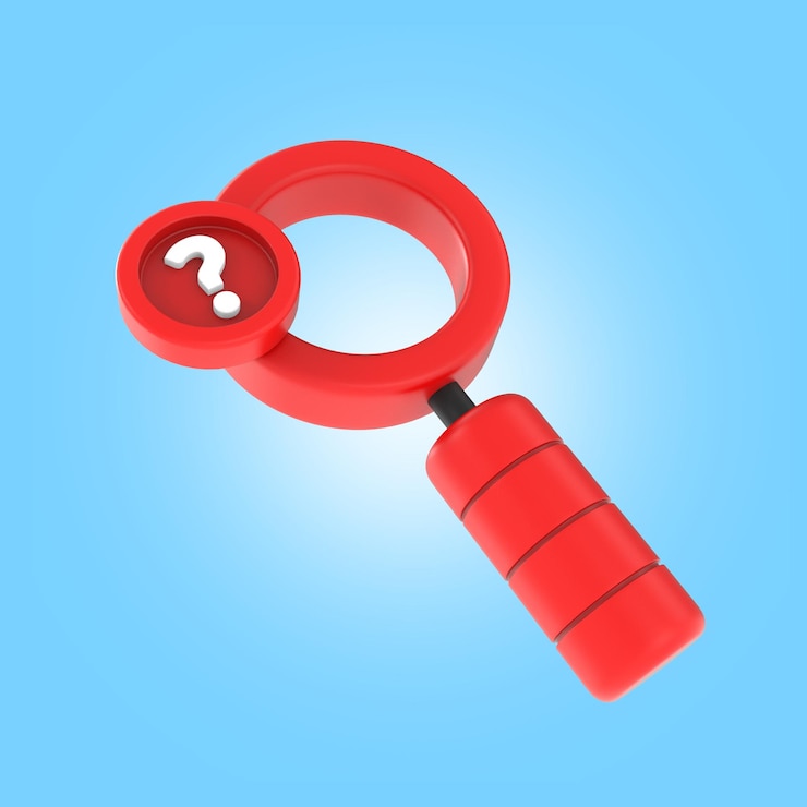 PSD lupa 3d ilustración aislado investigación icono pregunta signo