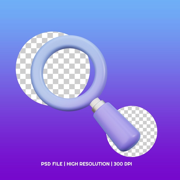 lupa de ilustración de renderizado 3d