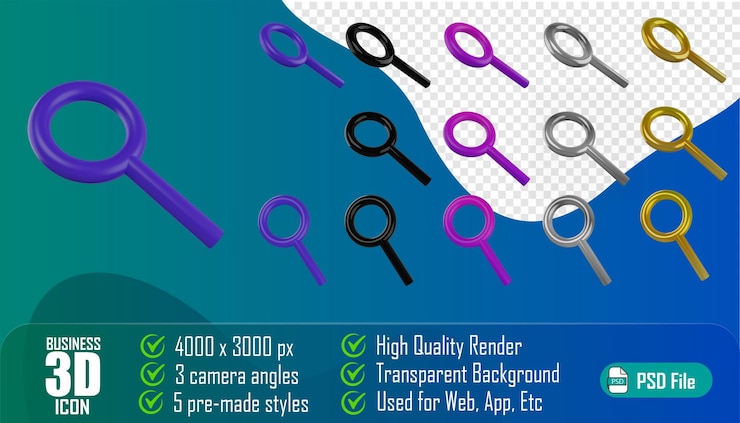 PSD lupa lupa business 3d icon web app etc.