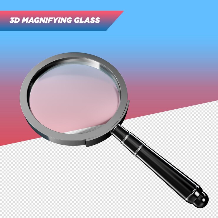 PSD lupa preta 3d realista para composições