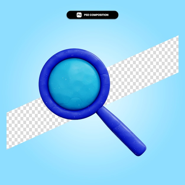 Lupe 3D-Render-Illustration isoliert