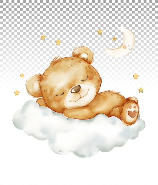 PSD lush acuarela para el oso de peluche clipart