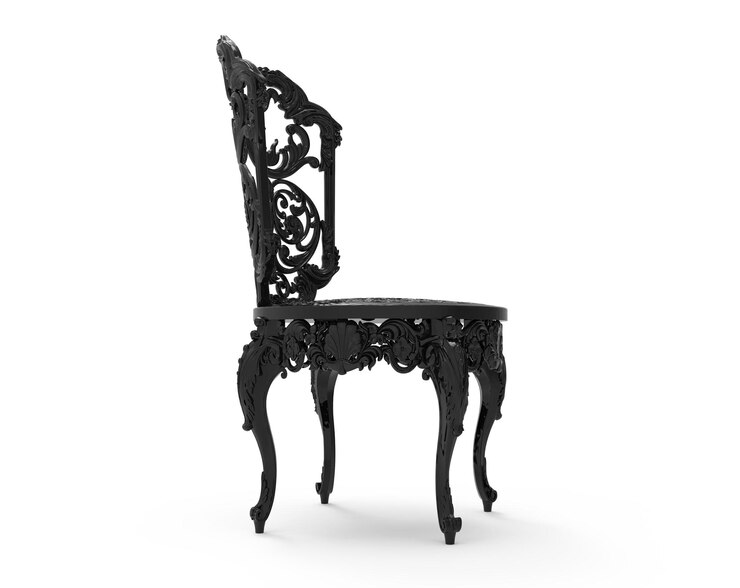 PSD lusso classico stile sedia in metallo isolato su sfondo bianco collezione di mobili home interiors