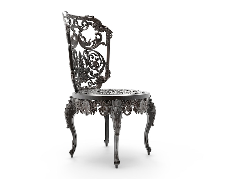 PSD lusso classico stile sedia in metallo isolato su sfondo bianco collezione di mobili home interiors