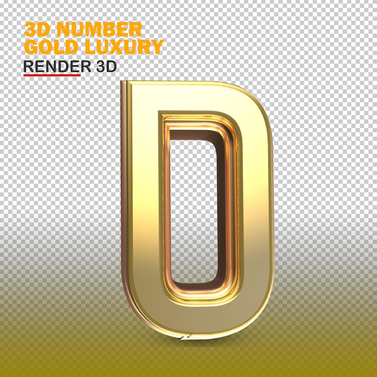 PSD lusso dell'oro di numero 0 3d