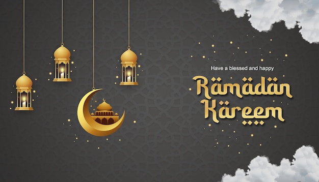 lusso dorato ramadan kareem banner design paesaggio moderno semplice 10