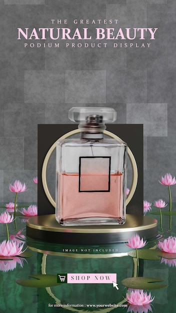 LUSSO ELEGANTE PODIO IN ORO NERO NATURALE CON LOTUS IN PISCINA