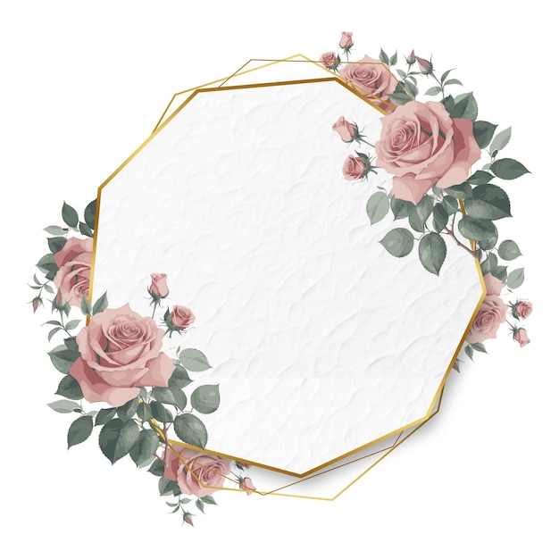 Lussuosa cornice floreale con bordi dorati per eleganti inviti