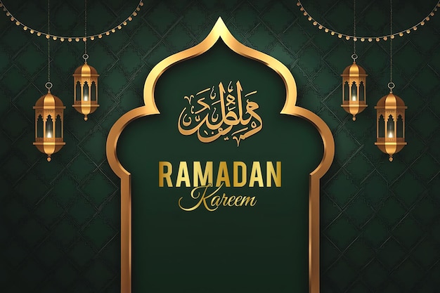 Lussuoso design a tema Ramadan con uno sfondo verde