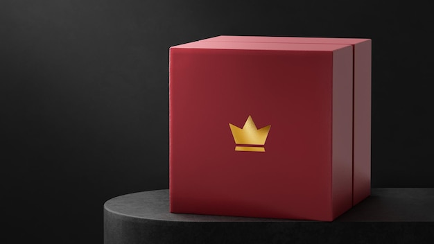 Lussuoso logo mockup scatola per gioielli rossa